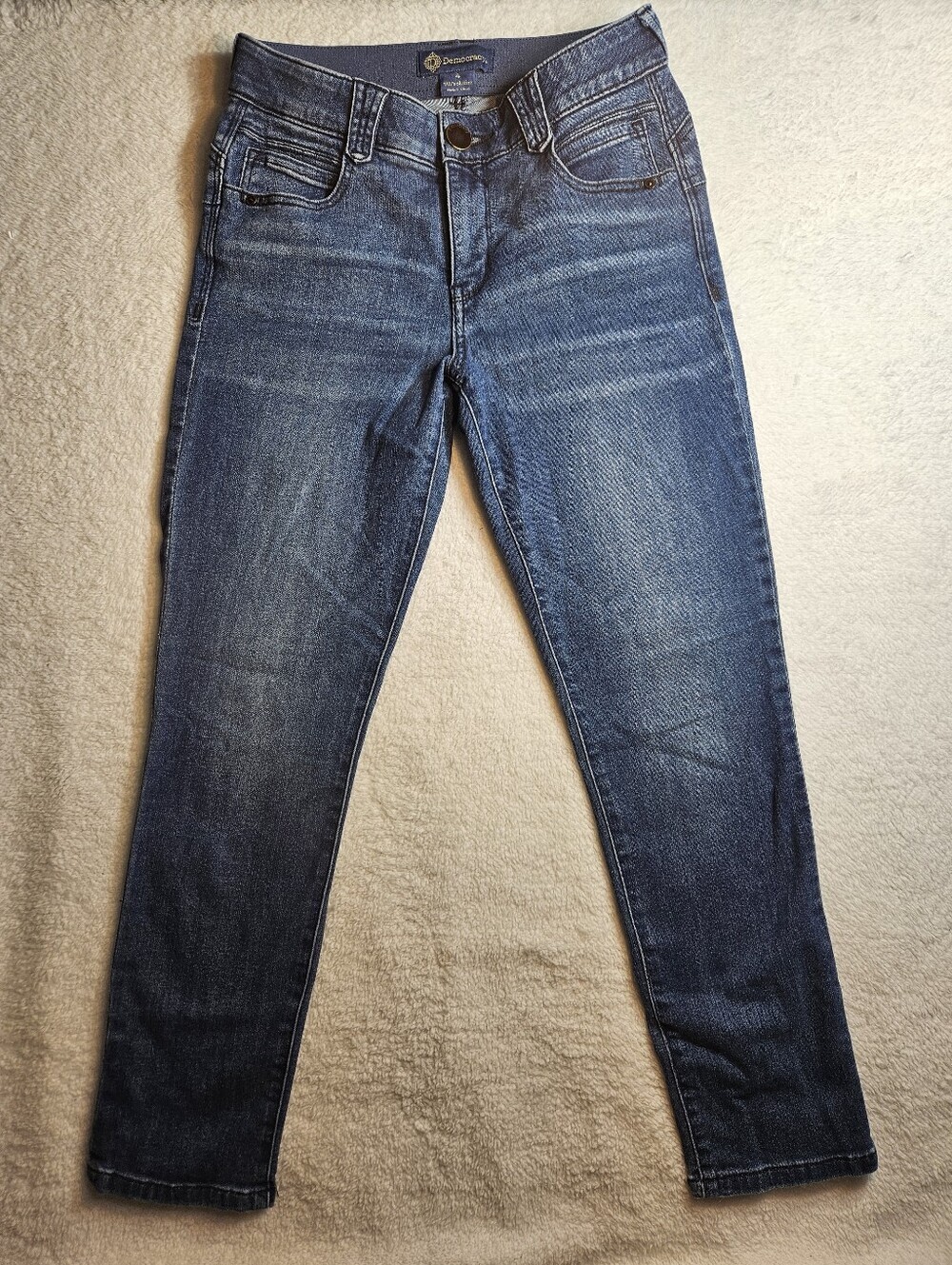 Democracy Ab Solution Blue Whith Light Wash Denim Jeans with Branded Button